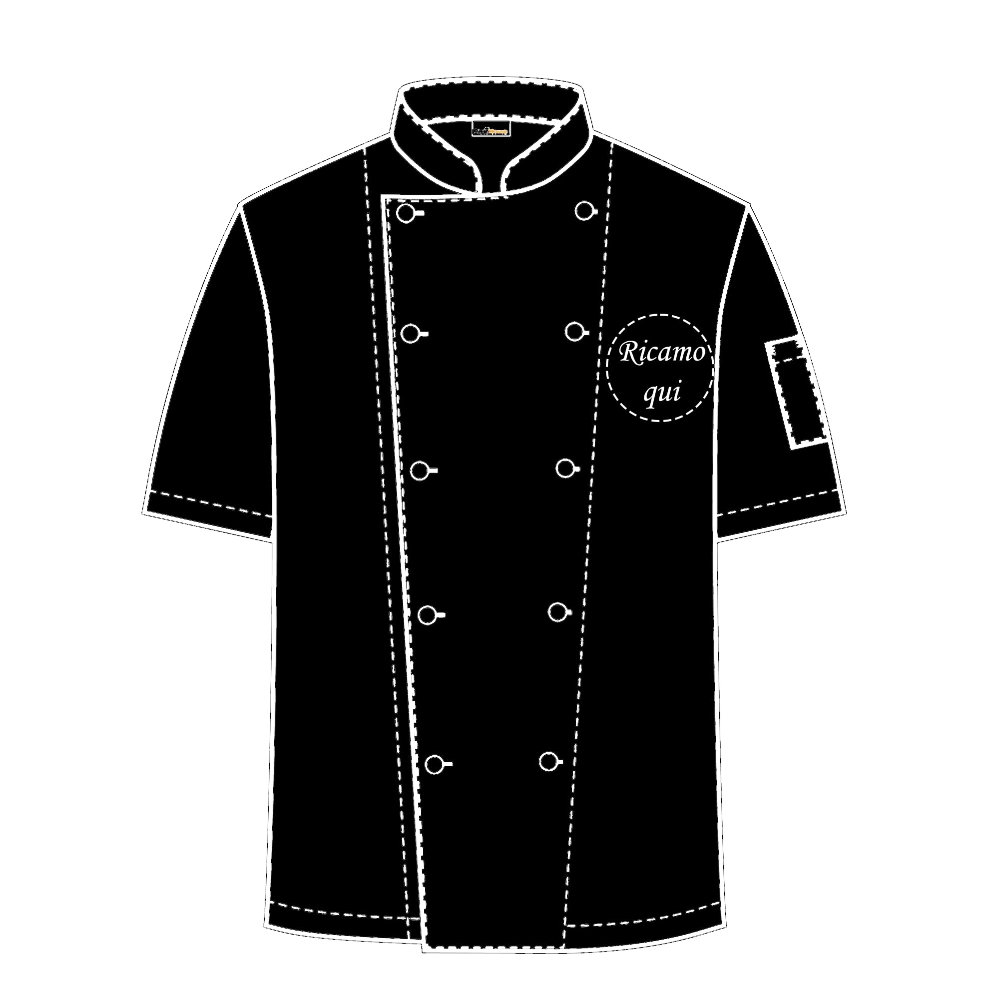 Giacca da Cuoco 100% Cotone con Maniche Corte, Taschino sul Braccio, Ricamo Nome