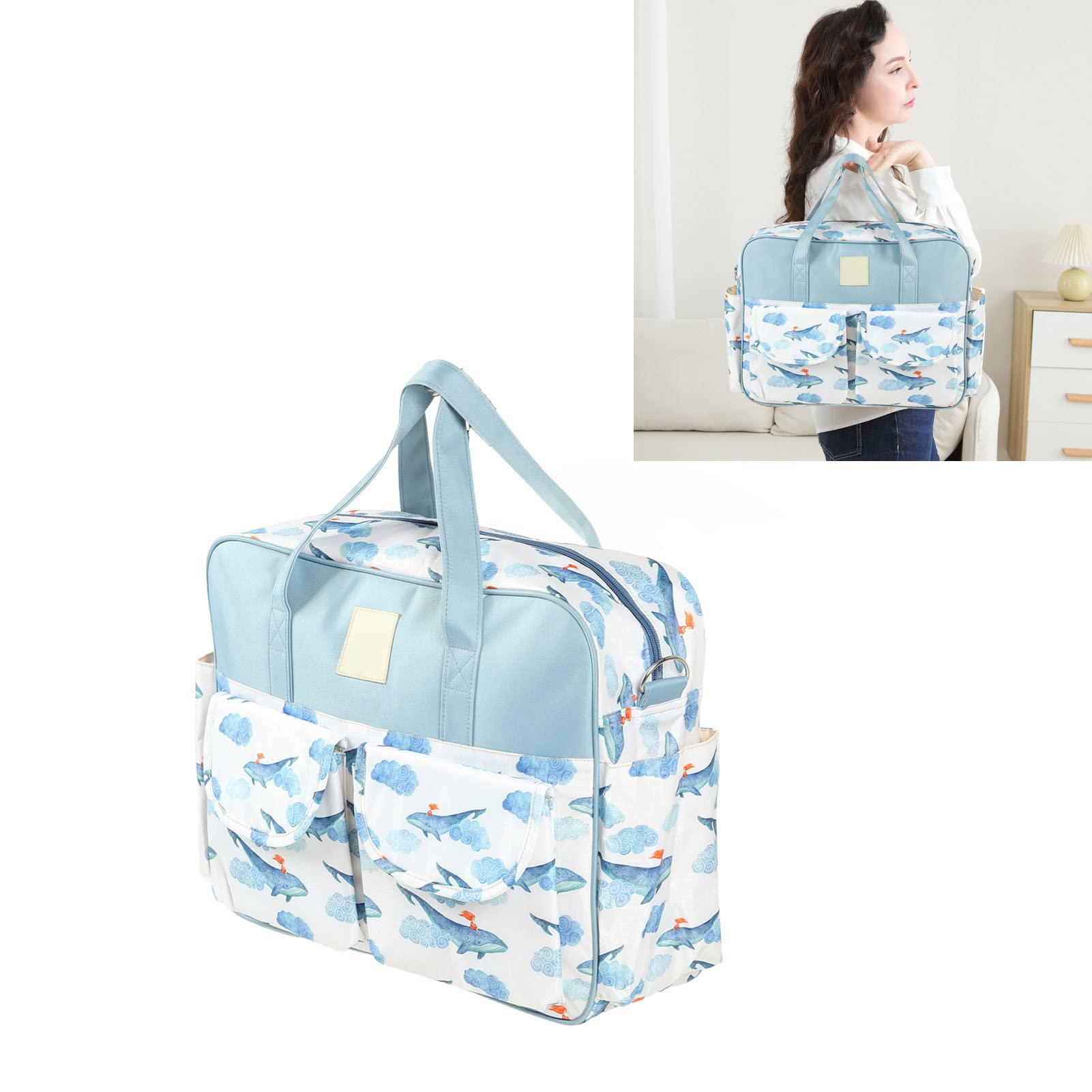 Waterproof Messenger Bag for Pregnant Women Shoulder Bag with Multiple Compartments (Blue Whale), #211 - Image 3