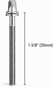 ROSS Percussion Tension Rods with washers for drums 1 3/8 Inch - 12 Pack Chrome Plated