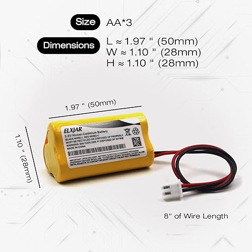 Miniatura 3 de elxjar Paquete de 5 baterías de repuesto para Exitronix 10010037 Max Power B2-0031 Unitech LEDR-1 6200RP Dantona CUSTOM-318 Lowes 253799 Luz de