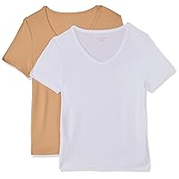 Amazon Essentials T-Shirt con Scollo a v a Maniche Corte Slim Donna