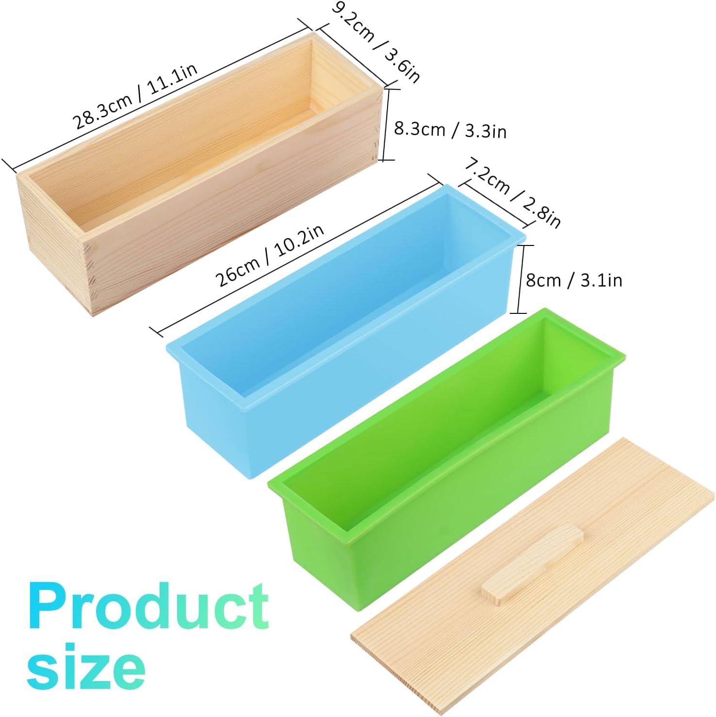 Set of 6, 42 oz Soap Loaf Box, Soap moldss for Soap Making with Wooden Boxes, Soap Bar Box Can Be Used for Homemade Soap Produce, Soap Making, Ideal Size and Large Capacity, by GNIEMCKIN(Blue & Green)