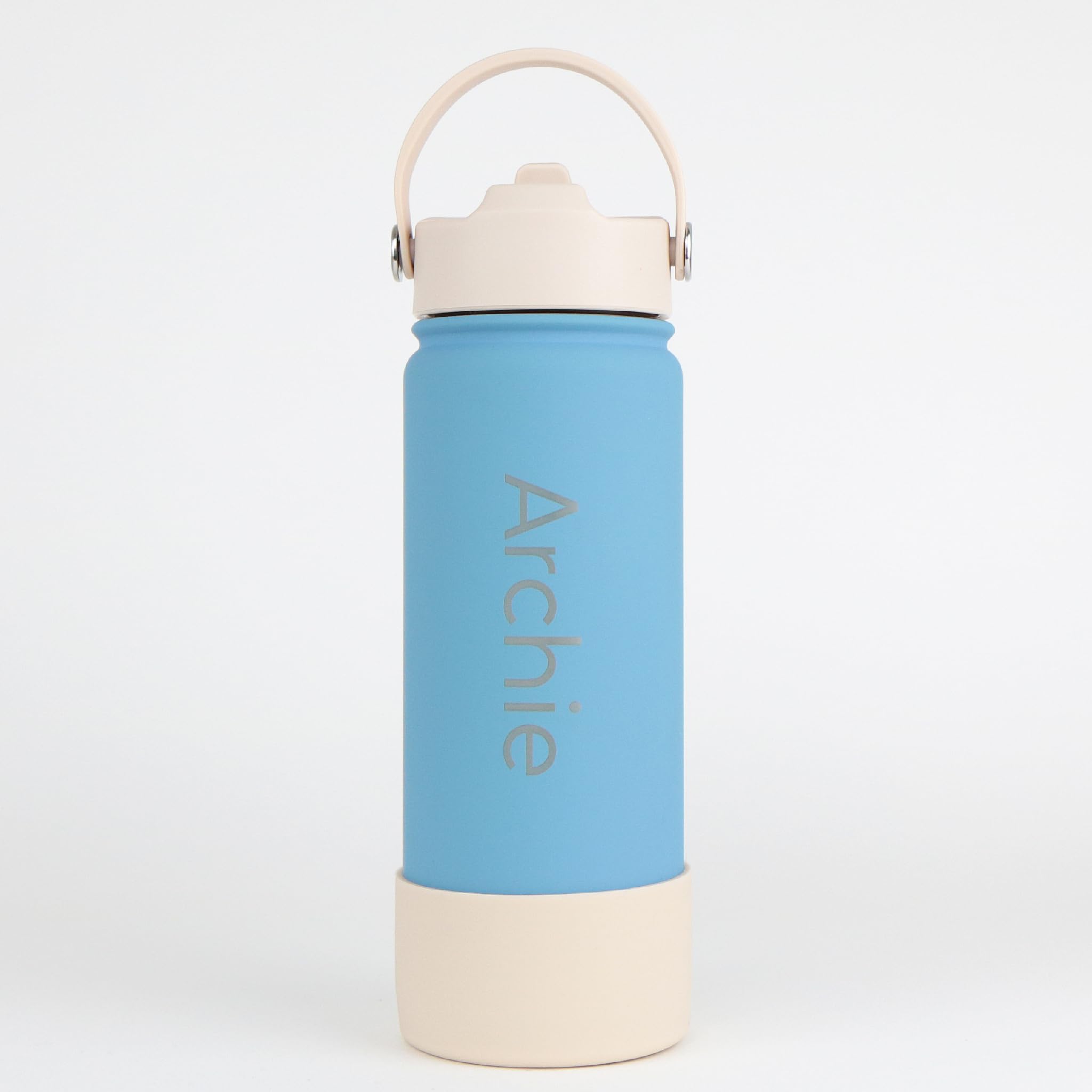 cribstar Personalised Water Bottle, Insulated Stainless Steel, Straw Lid, Laser Engraved Name, BPA Free, Leakproof (Dutch Blue [Vertical Engraving], 18oz/500ml) — image 1