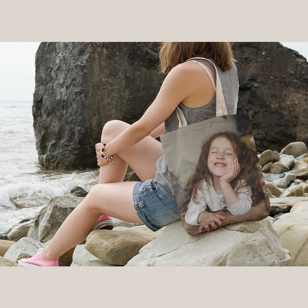 Sac fourre-tout personnalisé pour femme, sac à bandoulière personnalisé avec photo, logo, texte, grande capacité, réutilisable, adapté pour les affaires, les voyages, le shopping, le pique-nique.
