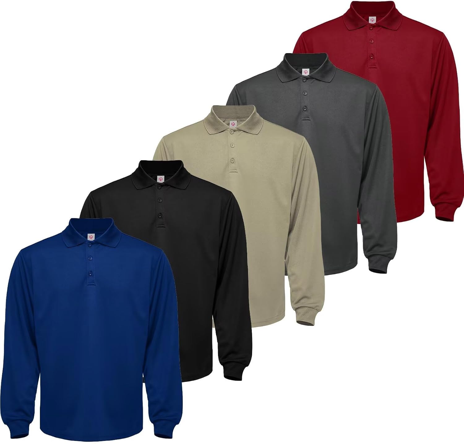 LeeHanTon Men's Long Sleeve Polo T-Shirt Gym Pack Tactical Golf Shirts Moisture Wicking Quick Dry Shirts UPF 50+