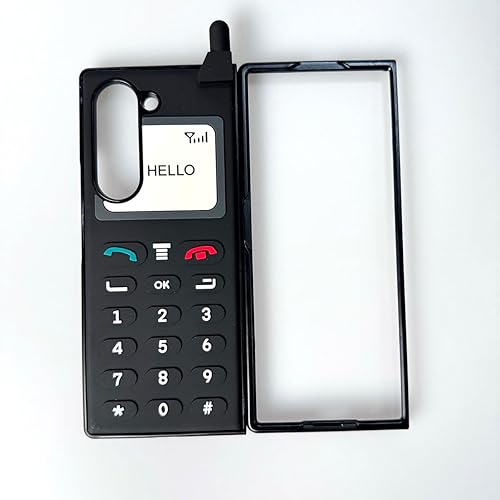 Miniatura 9 de Funda para Galaxy Z Flip 5 para niñas con diseño 3D de policarbonato duro, diseño retro divertido para Samsung Z Flip 5, estilo de teléfono negro,