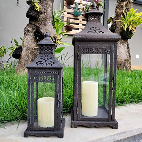 Lanterna Marroquina Decorativa 56/40cm Café Rústica 2pçs