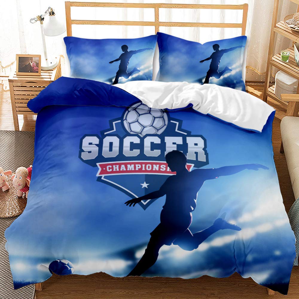 Oduo 3D Copripiumino In Microfibra Con Tema Calcio E Vetrata, Cerniera Nascosta, Disponibile In Varie Misure (140x210, 200x200, 220x240, 260x230) - 2