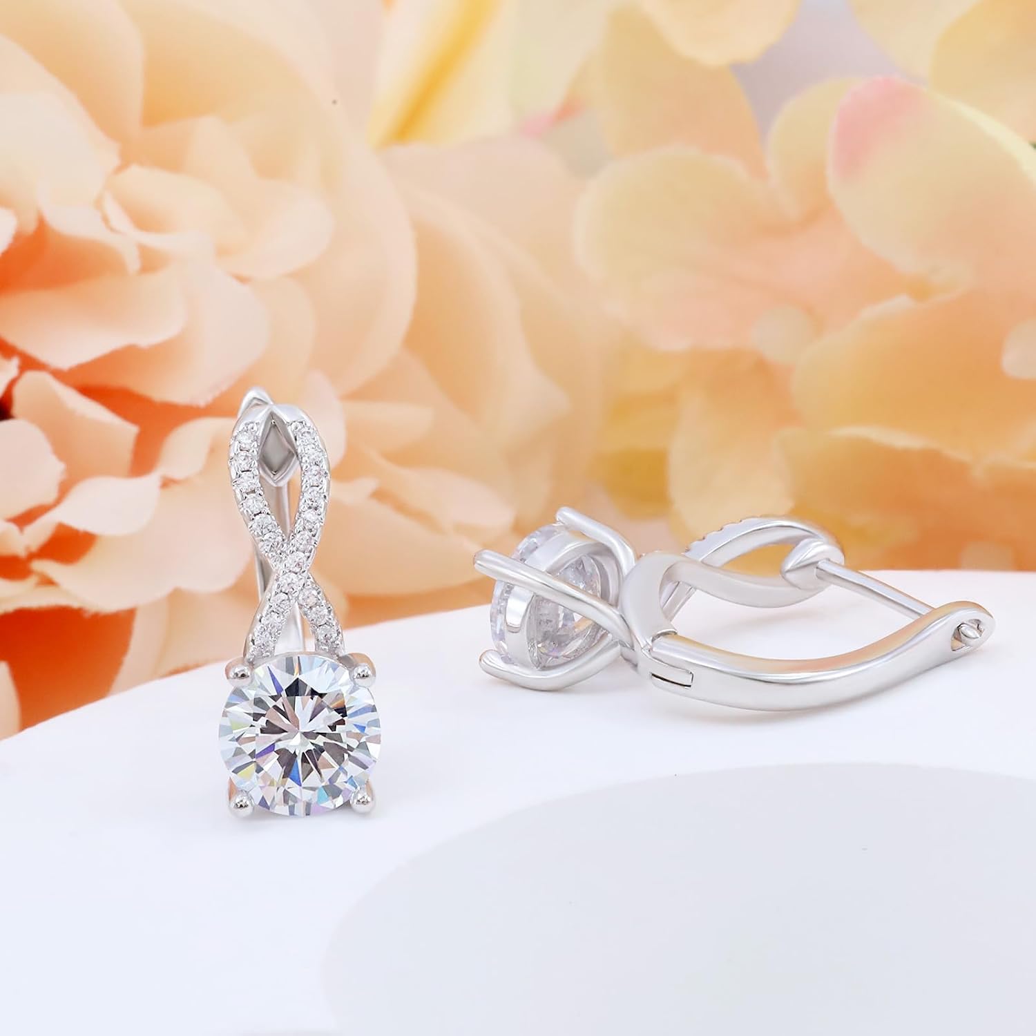 Sterling Silver Infinity Earrings Dangle Huggie Hoop Charms Cubic Zirconia Hypoallergenic Fashion Cartilage Jewelry Dainty Birthday Gift for Women - Image 6