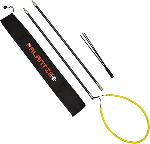 Scuba Choice Juego de lanzas de caña de viaje de fibra de carbono de 5 pies de 2 piezas, incluye punta de acero inoxidable de 3 puntas, arnés de