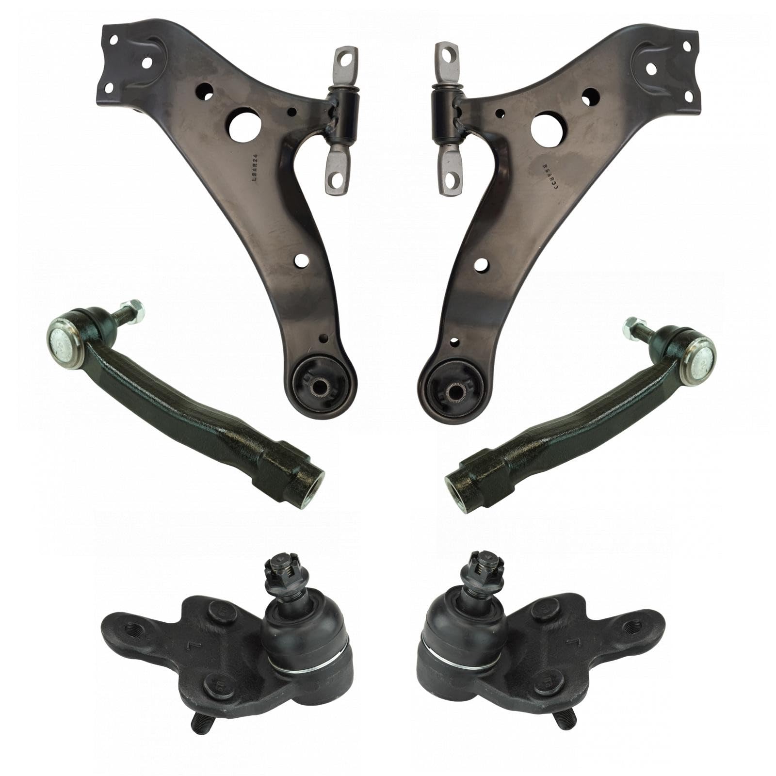 TRQ Front Steering & Suspension Kit Ball Joint Control Arm Tie Rod Compatible with 2010-2015 Lexus RX350 RX450h 2008-2019 Toyota Highlander 2009-2015
