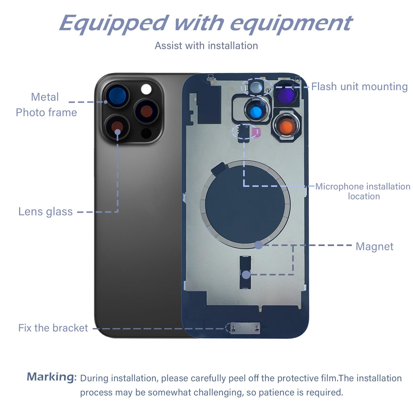 Amazon.com: 16 Pro max Back Glass Replacement with Metal