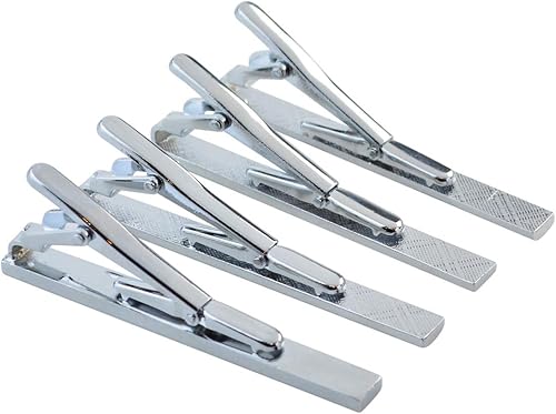 Miniatura 3 de Lystaii Juego de 4 pinzas de corbata para hombre, regalo del día del padre, juego de pinzas de metal de 2.3 pulgadas, diseño profesional de moda