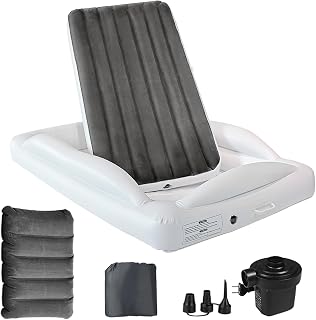 Inflatable Toddler Bed with Electric Pump - 61 Inches Removable Toddler Travel Bed for Kids with 3 Sides Safety Bumpers, Toddler Air Mattress for Trip Camping Sleeplovers (61"-Grey)