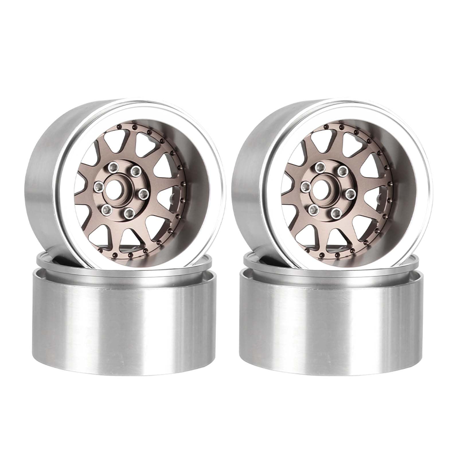 LAFEINA Aluminum 2.2" Beadlock Wheel Offset -10mm Metal Rims for SCX10 RR10 TRX4 VS4-10 Gen8 1/10 RC Crawler Car Upgrade Parts (10-Spoke, Bronze)