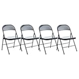 Alera Armless Steel Folding Chair, Supports Up to 275 lb, Black Seat, Black Back, Black Base, 4/Carton