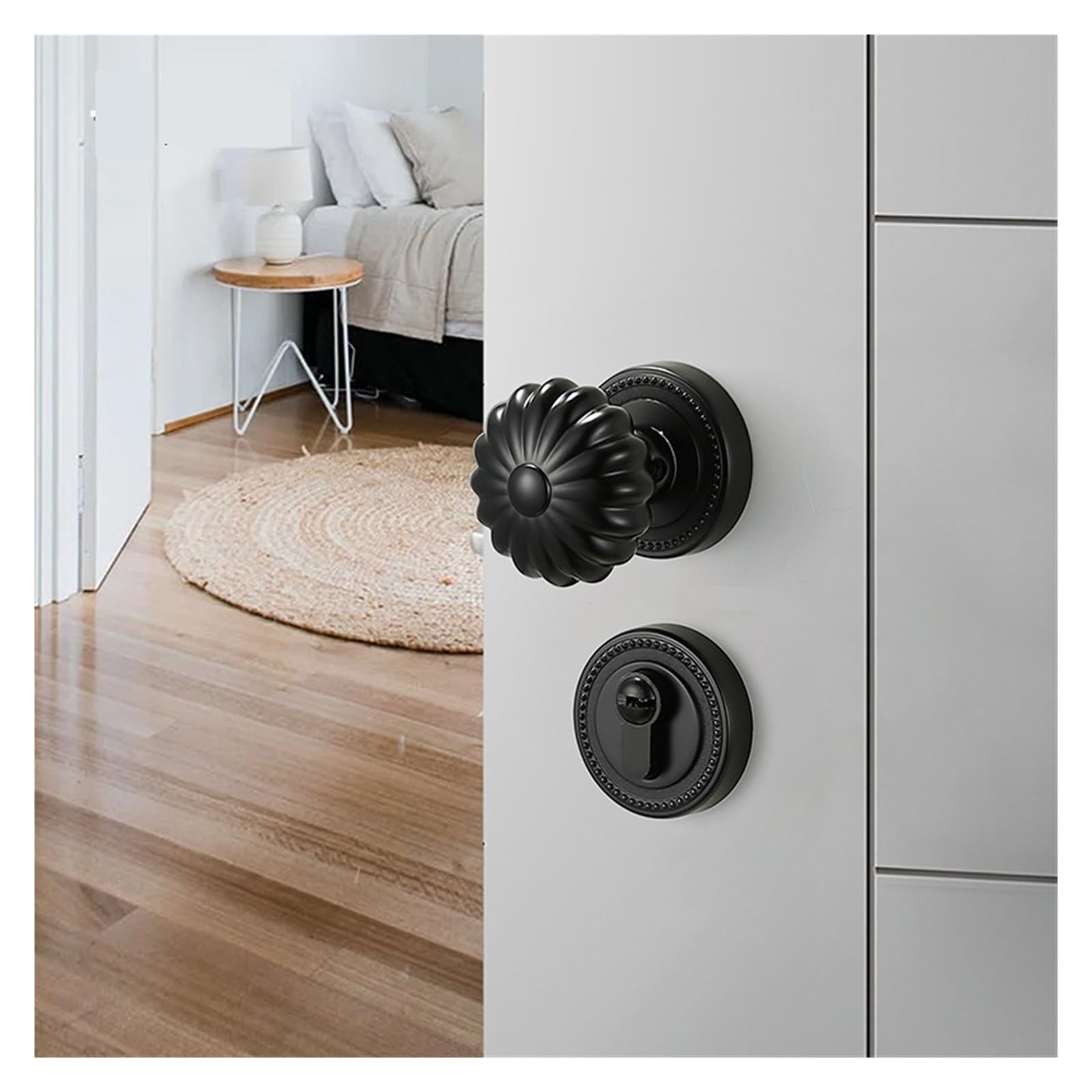 NYRXRYTCA American Golden Light Luxury Ball Lock Indoor Door Lock French Bathroom Silent Bathroom Bedroom Door Lock(Nero,Magnetic lock)
