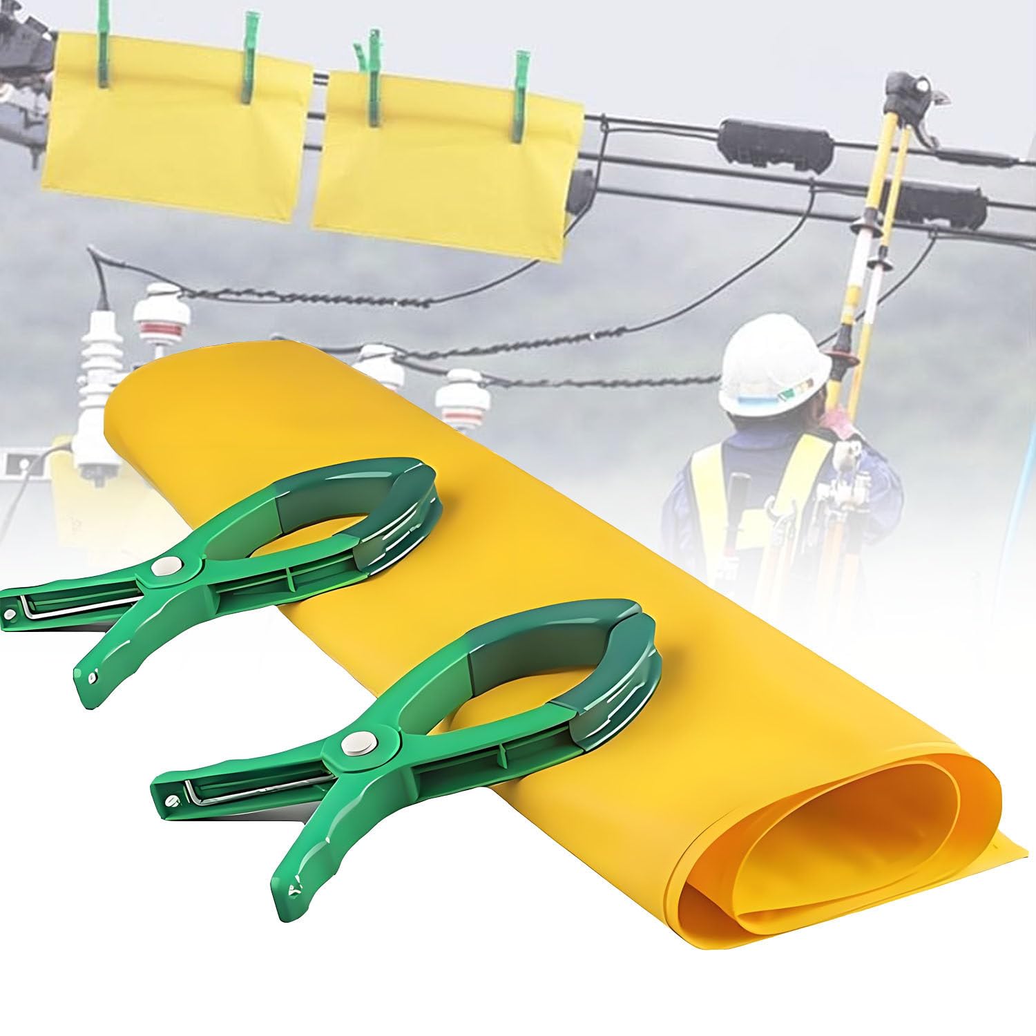 Manta aislante de resina,manta de seguridad eléctrica,manta de seguridad eléctrica rectangular de 2mm de grosor,manta aislante eléctrica con 2abrazaderas de aislamiento 100x120cm/39.4x47.2in-10kv