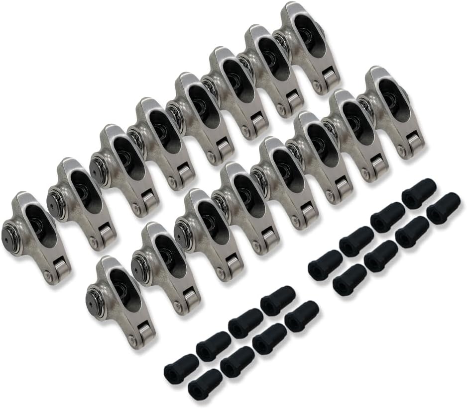 16pcs Roller Rocker Arms 1.5 Ratio 7/16" Stud For Chevy SBC 265 283 305 327 350 400 Stainless Steel