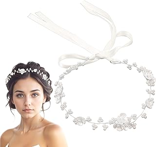 Thinp Braut Haarschmuck Diadem,Haarreifen Blumenmädchen,Prinzessin Blumenkranz Haare,Weiß Perle Haarreife Kopfbedeckung,Haarreifen Mädchen Blumenmädchen,für Mädchen Braut Brautjungfer Blumenmädche