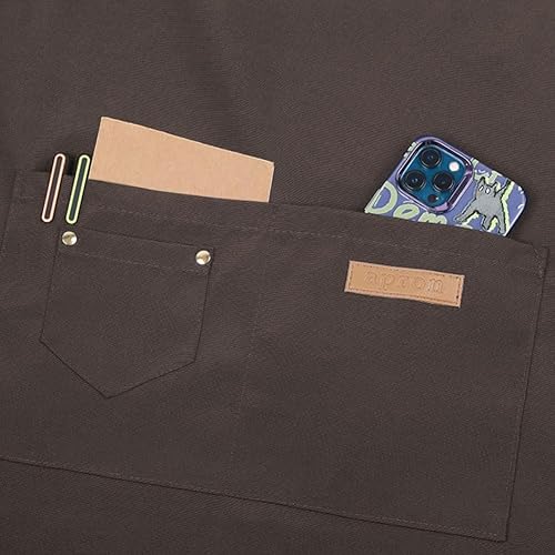 Miniatura 5 de Delantales para mujeres y hombres con bolsillos, correas ajustables, impermeable, lona para cocina, cocinero, camarera, servidor