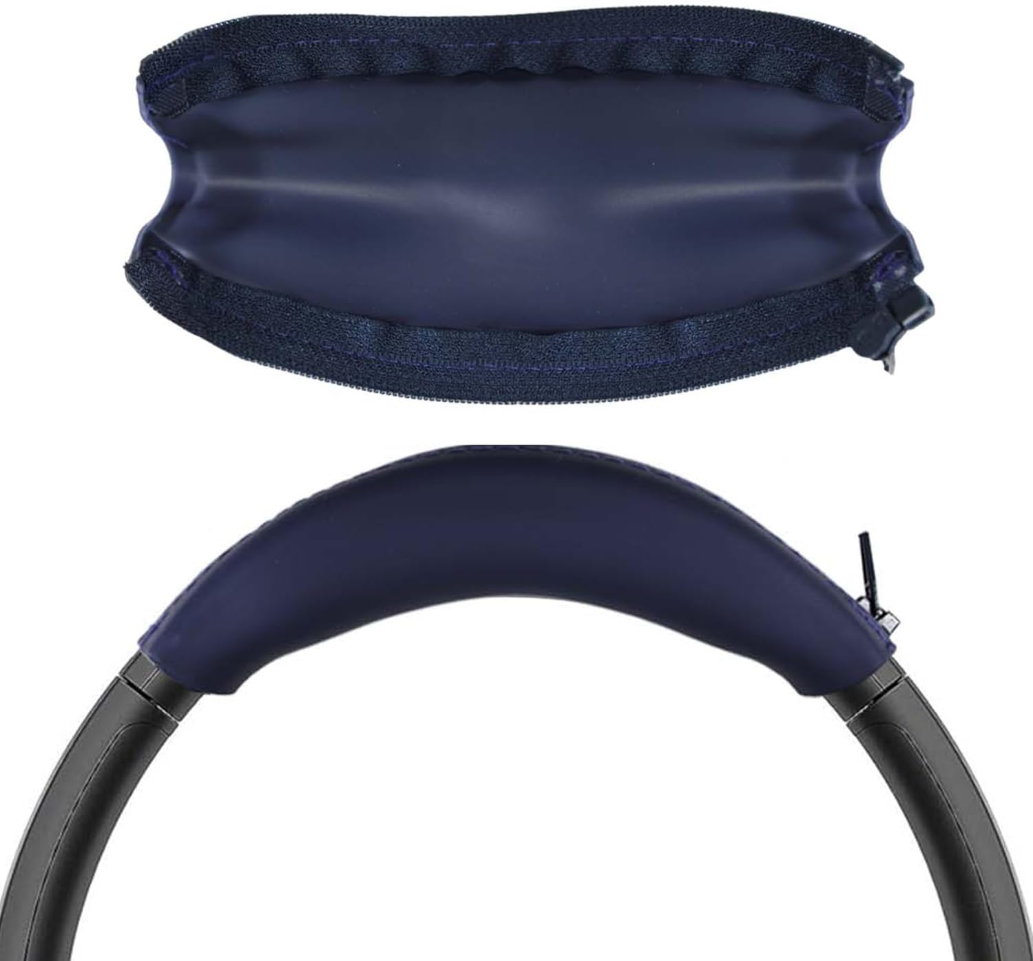 Adhiper Silicone Sweat Headband Cover for Sony WH-1000XM4, WH-CH720N, WH-XB910N, ULT WEAR, Washable Zipped Dustproof Headband Cover Protector for Soundcore Space Q45, Life Q30 & Q20 (Dark Blue)