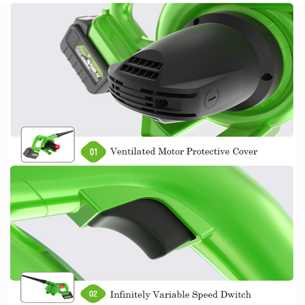 Soffiatore per Foglie Elettrico A Batteria,Perfetto per Soffiare Foglie Rimuovere Polvere,2 in 1 Spazzatrice e Aspirapolvere con Batteria e Caricabatteria