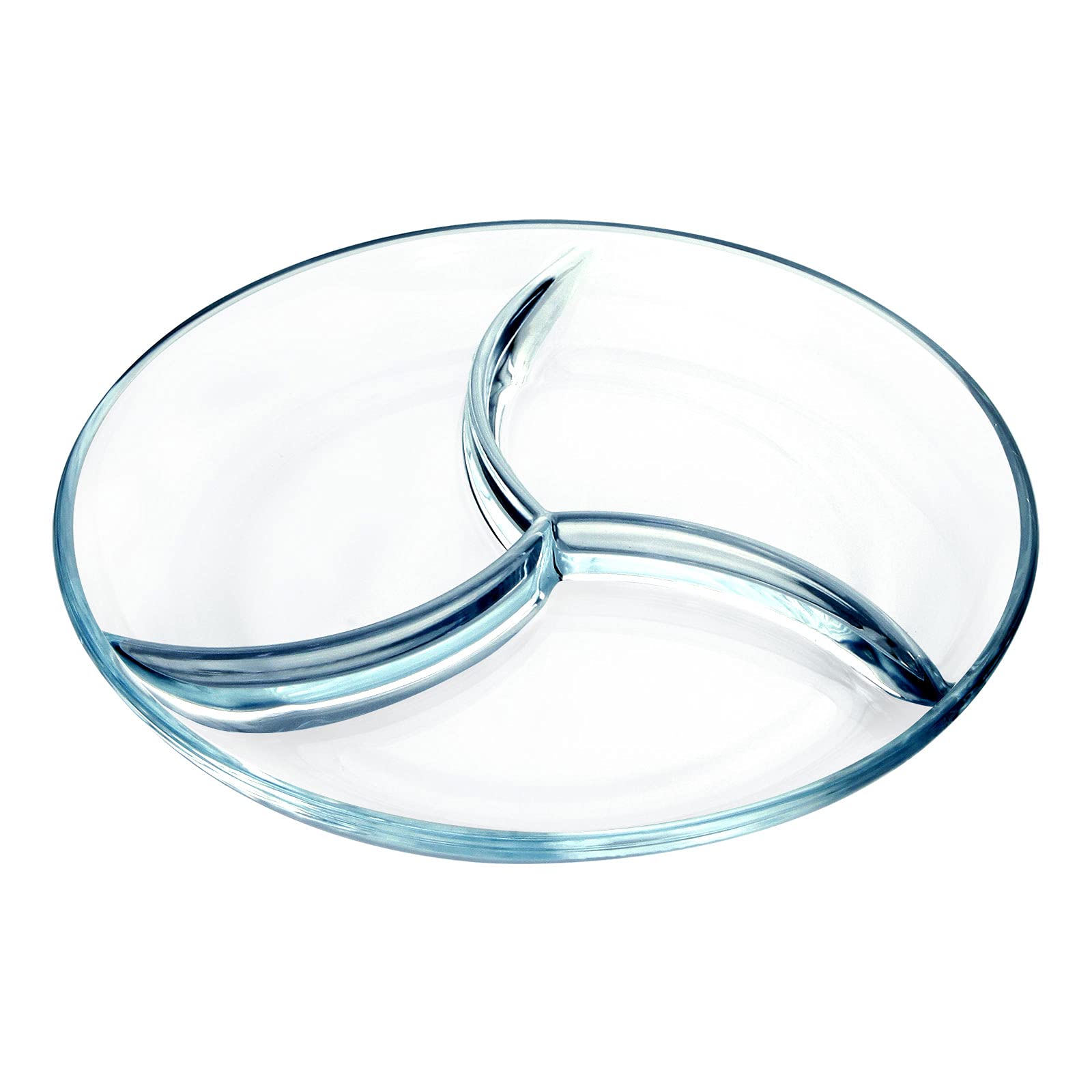 NUTRIUPS Portion Control Plate 3 Compartment Plate Portion Master Plate Glass Divided Dishes for Breakfast 10 Inch Round, 1 Piece