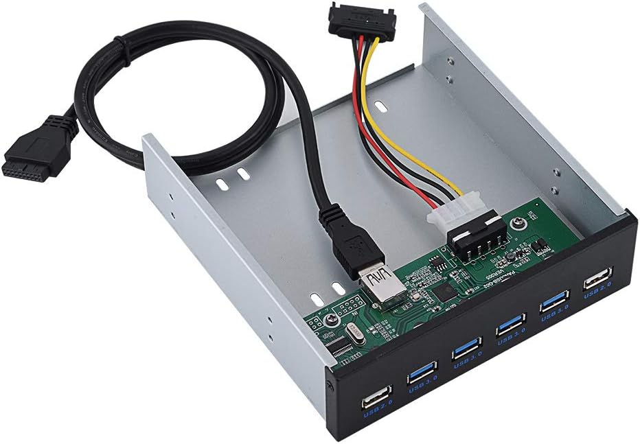 USB 3.0 Front Panel Hub, Optical Drive 5.25 Inch Panel Computer Expansion Board with 4-Port USB3.0 & 2-Port USB 2.0 & 19pin Cable & SATA Cable