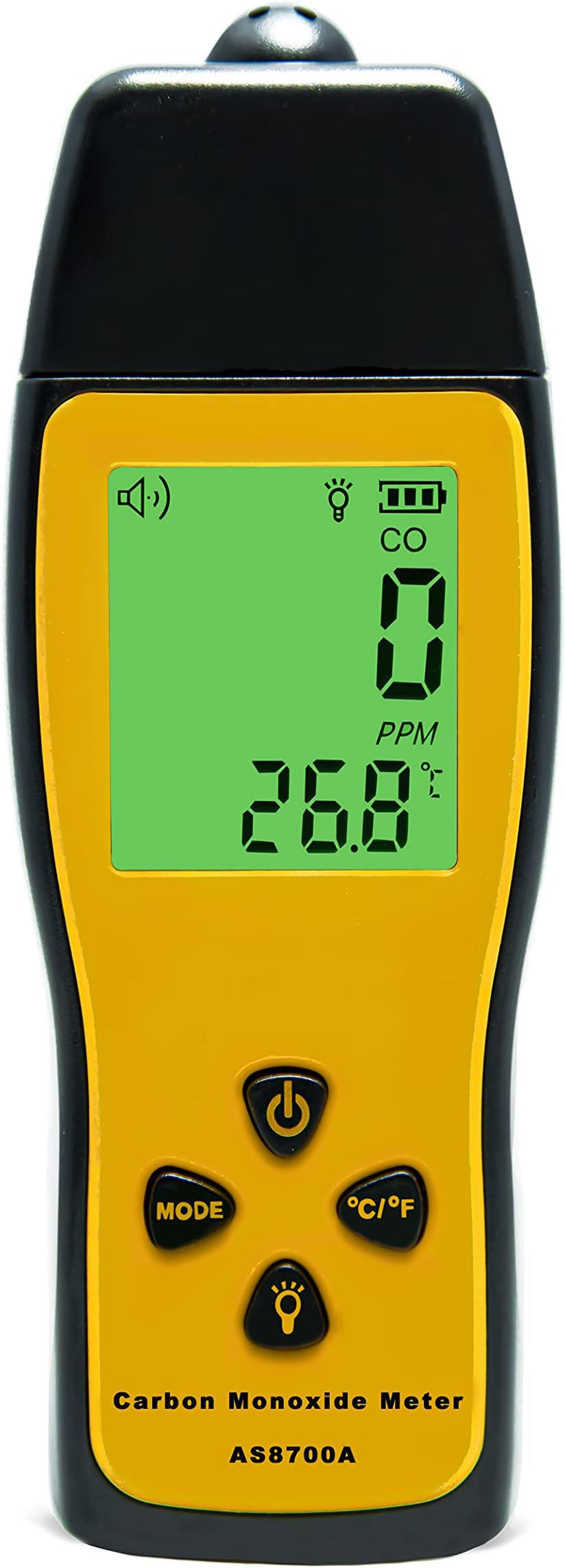 Portable Carbon Monoxide Detector with Backlit LCD, High-Accuracy Electrochemical CO Sensor with Audible Alarm for Home, Travel, and Professional Use (Complies with UL 2034 Standard)