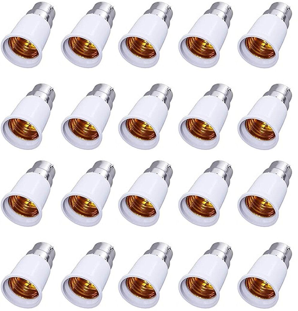 EVEHANGER B22to E27 Bulb Convertor Lamp Base Socket, Bulb Adapter Lamp Base Socket Extender for LED, CFL & Halogen Bulbs – Heat Resistant, Durable & Easy Installation Pack of 20