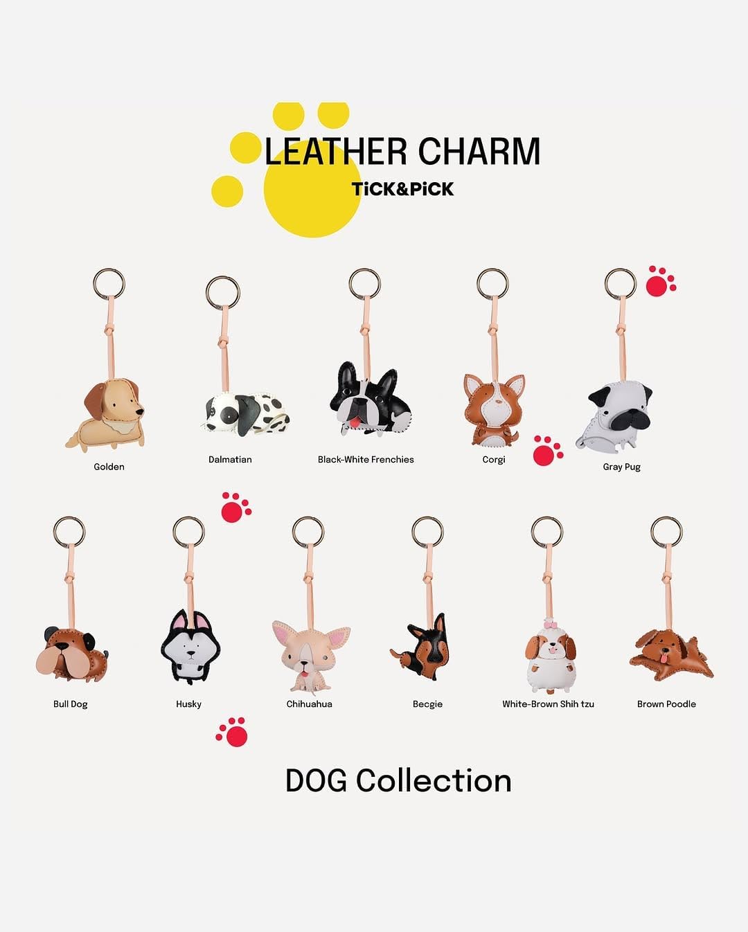 Cute Dog Vegan Leather Charm Keychain - Hand-Sewn Bag Charm for Car, Backpack Decoration, Gift for Women Men Kids - Image 6