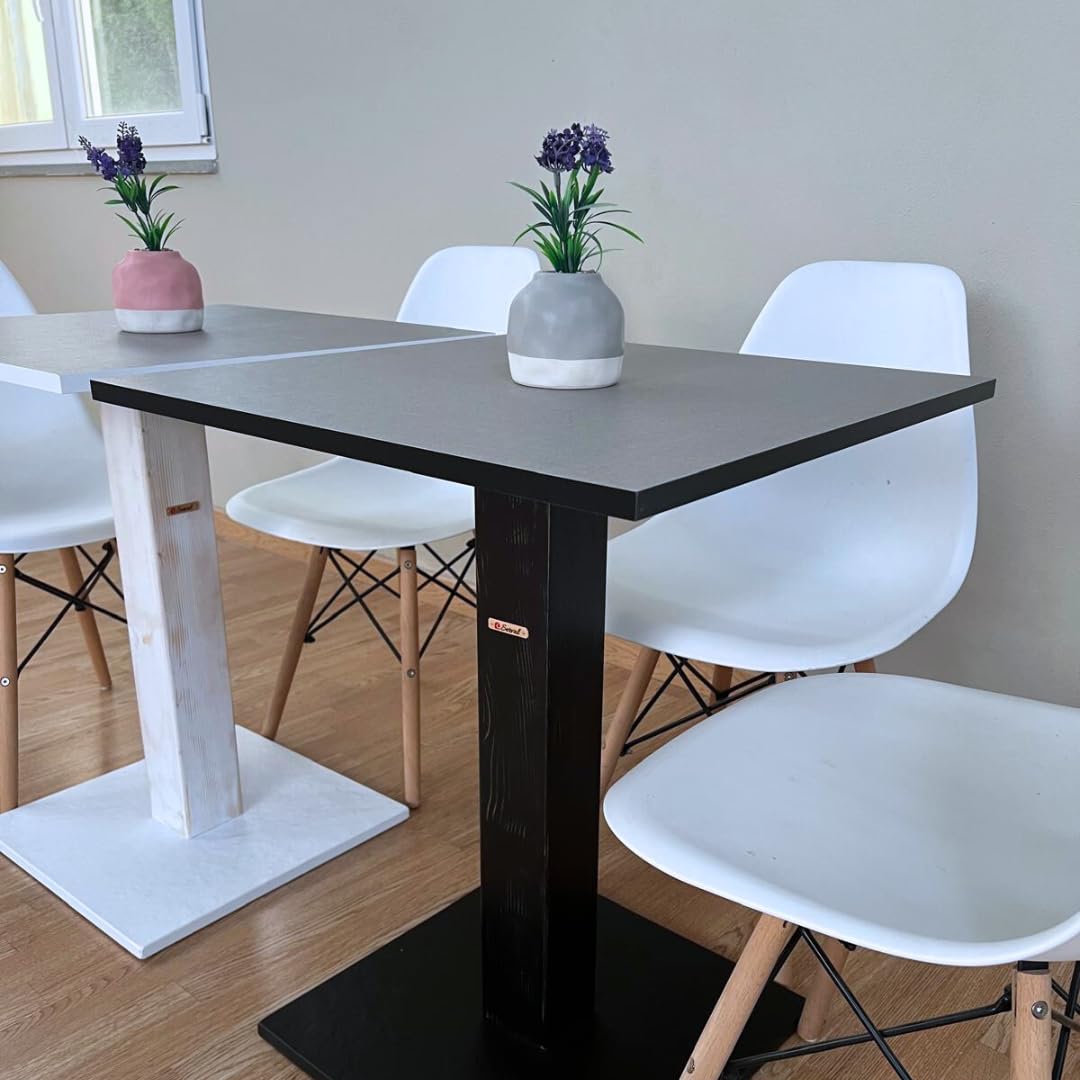 Generico Bar-Tisch | Bistrotisch | quadratisch mit Mittelfuß 60/70/80 cm Arena FT62 Stoffoptik - Schwarz, 60 x 60