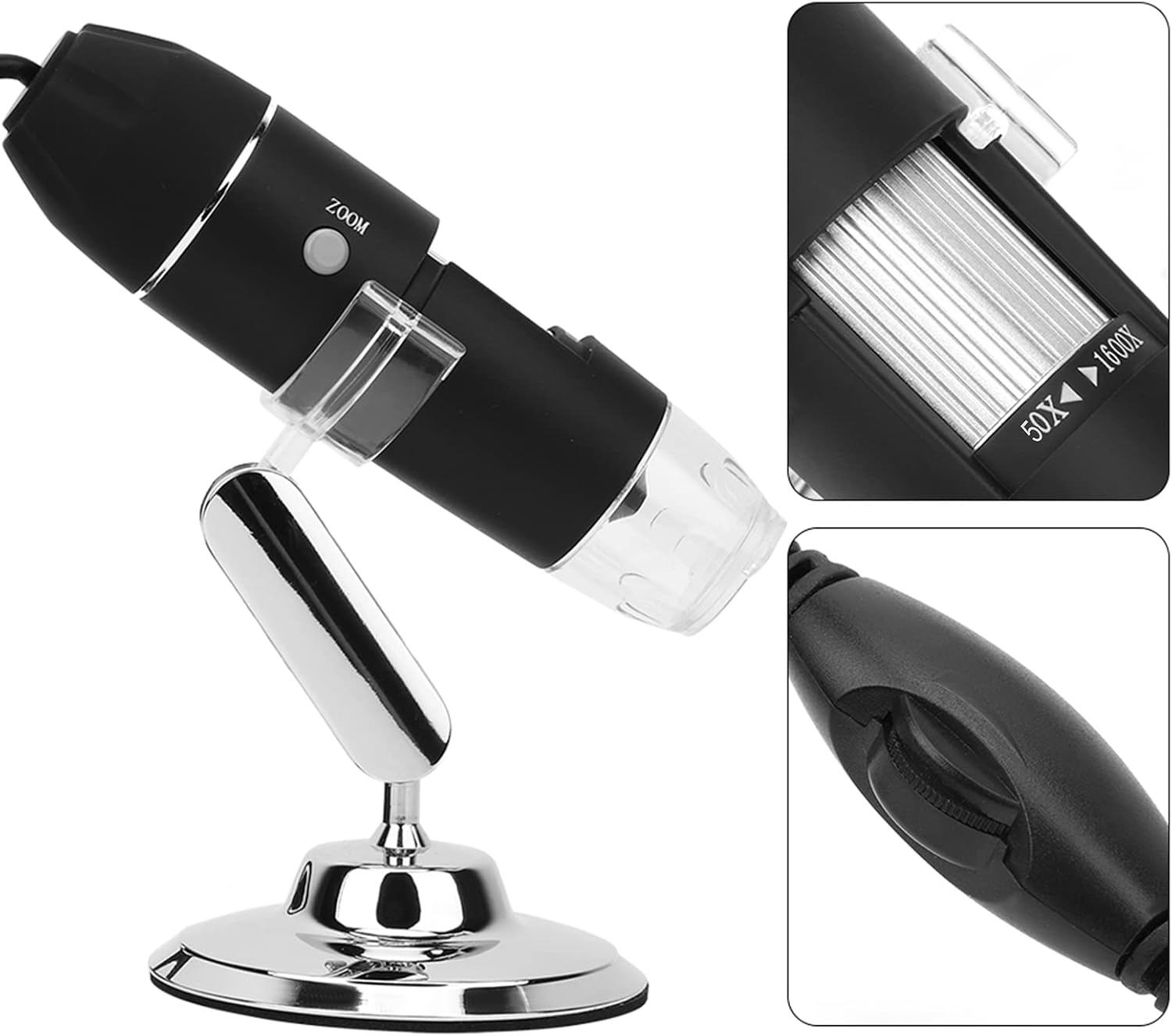 Hyuduo Digital Microscope 1600X USB Handheld Microscope for Science Lab, Plant Inspection, Skin Examination HD 2MP Camera, Adjustable LED Illumination & Flexible Stand