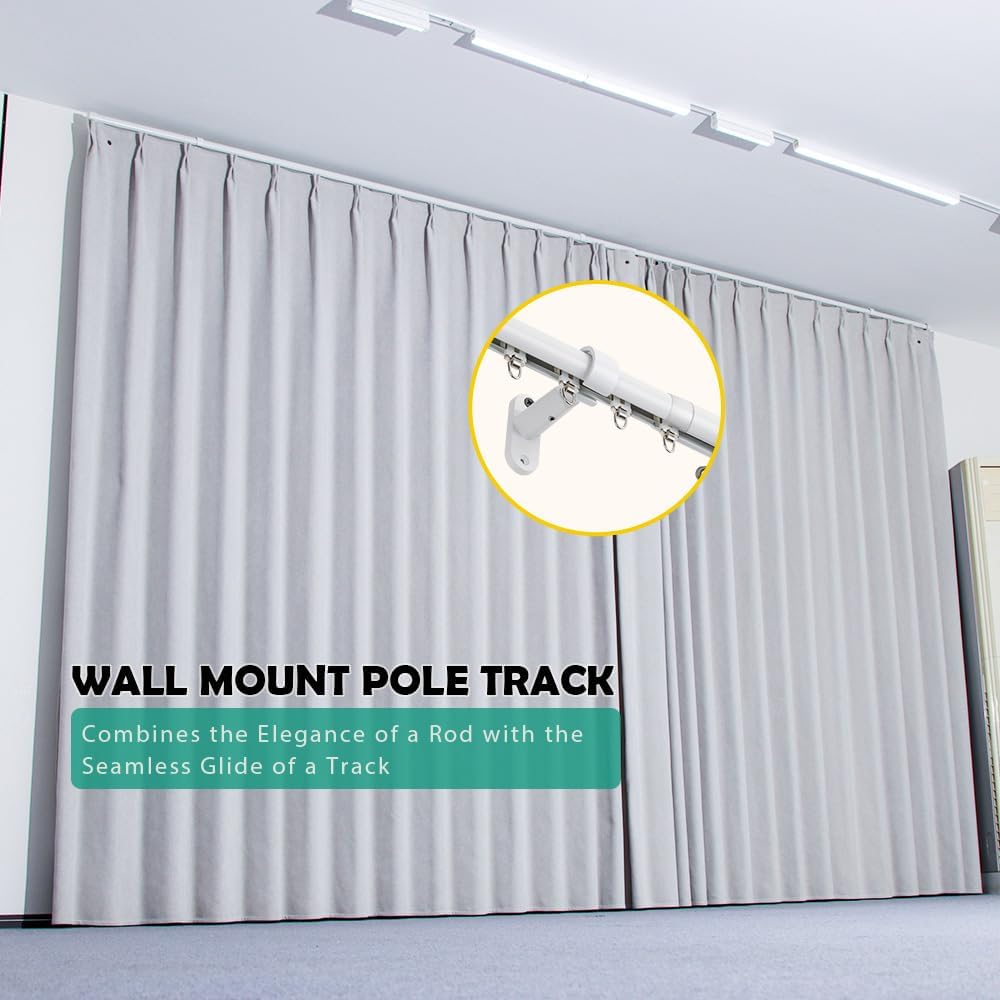 SOLOKOS Telescoping Curtain Rod – Adjustable Curtain Rail Track for Wall Mount, Heavy-Duty Aluminum, Extendable Length, No-Drill Installation (White, 47-86") White 47-86"
