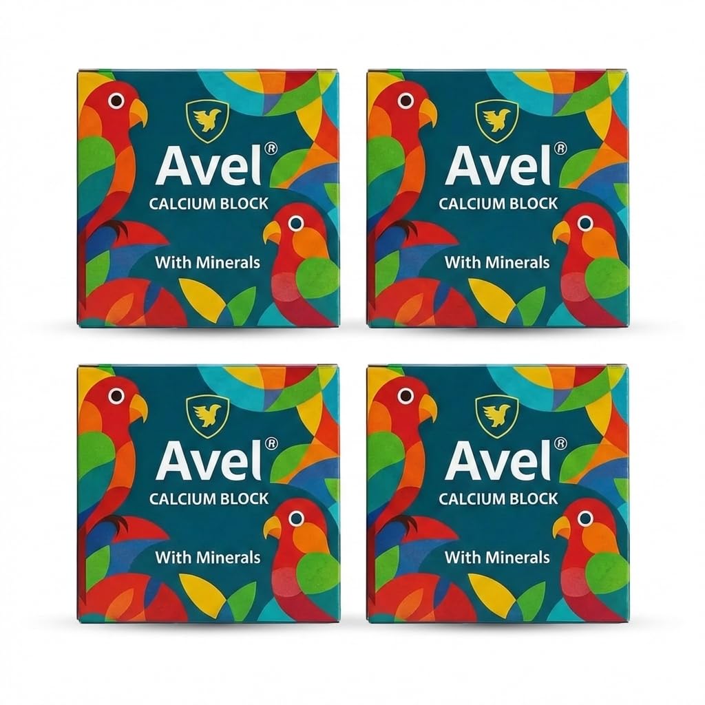 avel natural mineral calcium block pack of 4 enriched with cuttlefish bone & 6+ ingredients | for budgies, finches, lovebirds, cockatiels, macaws & all birds under 99