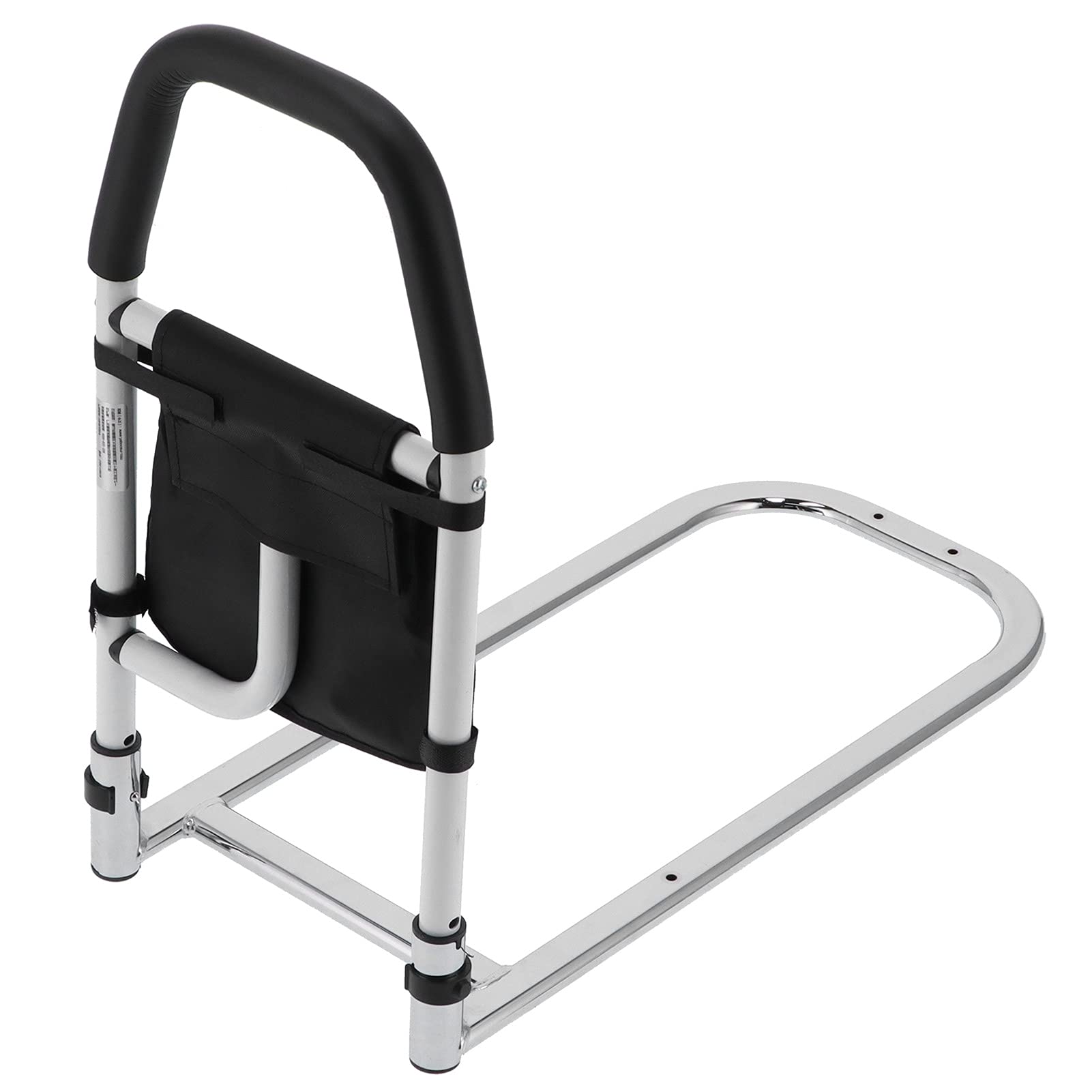 Naroote Barandilla de Cama para Personas Mayores con Protector de Mano y Bolsa de Almacenamiento Asistencia Segura para Subir y Bajar Fabricada de Acero Al Carbono 20.7x10.6x23.6in