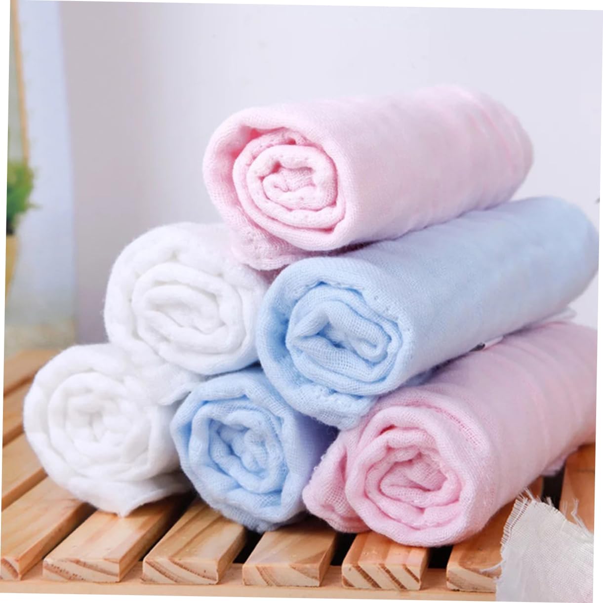 Abaodam 18stücke Pflegehandtücher Baumwolle Vielseitige Mulltücher Für Mädchen Füttern Waschen Für Tägliche Pflege Weiß Blau Rosa