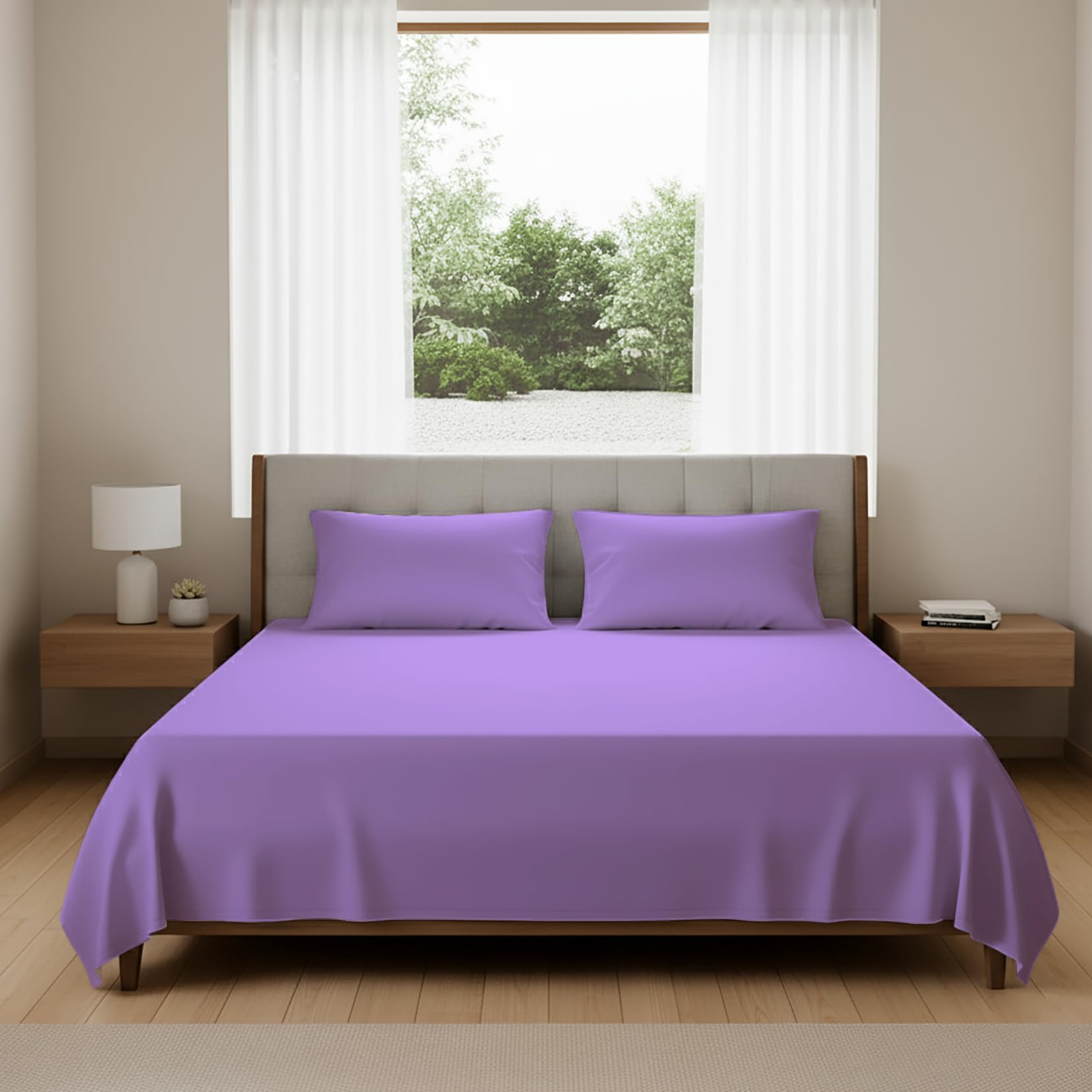 Single Flat Sheet 100% Egyptian Cotton, Luxury 400 Thread Count, Ultra-Soft & Breathable, Easy Care, Single Bed Size: 178 x 254 cm