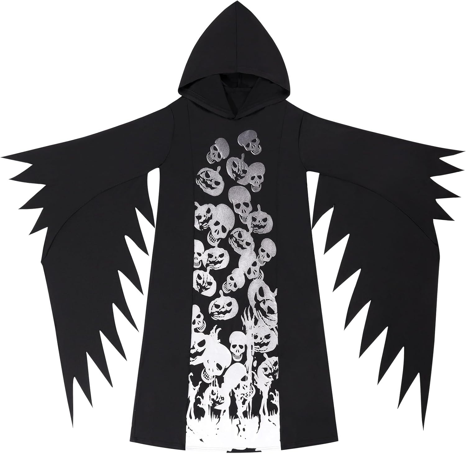 Grim Reaper Costume for Boys Glow in The Dark Halloween Gradient Glowing Robe for Kids 5-14 Years with Mask Toy Scythe - Image 5
