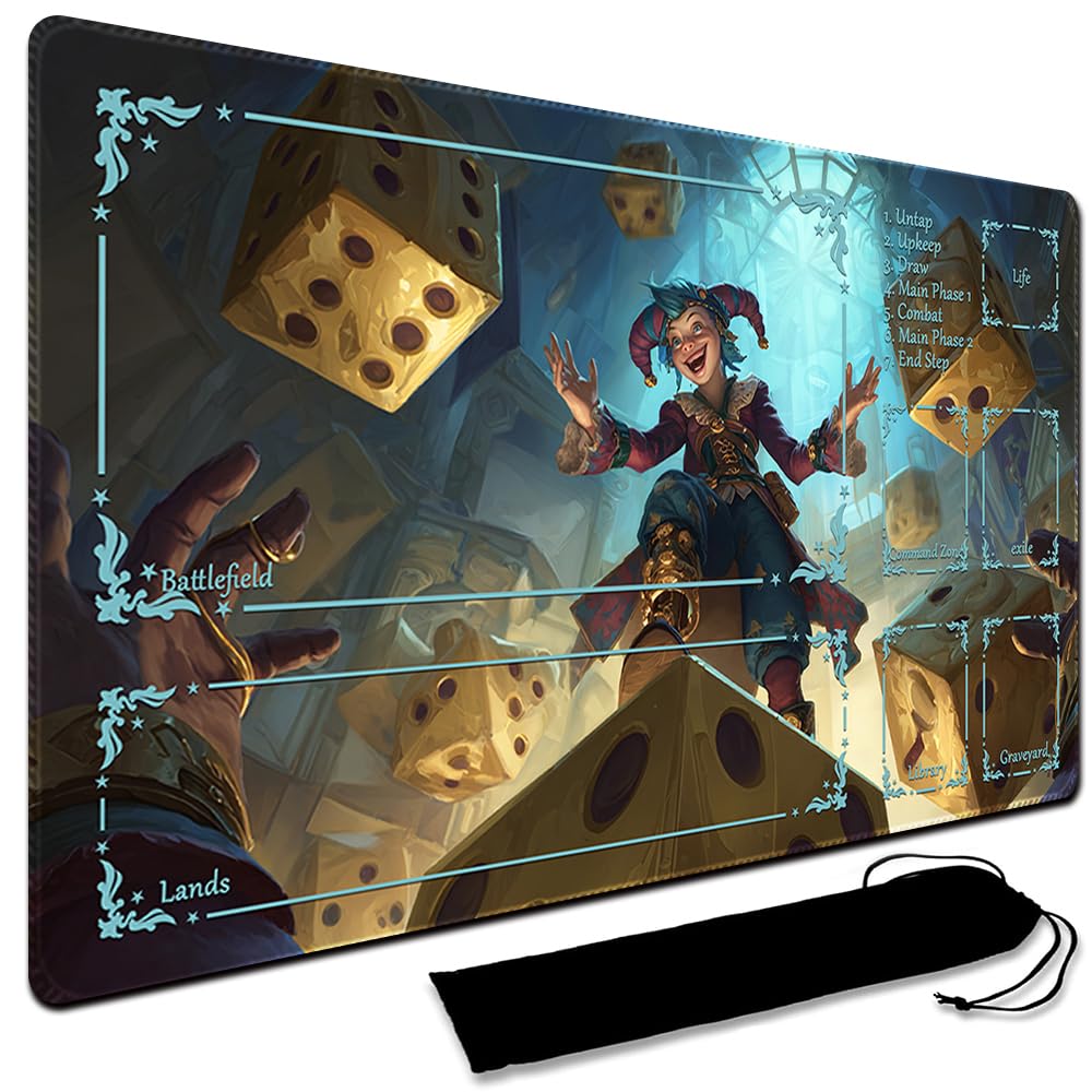 MTG Playmat,With Waterproof Storage black Bag Szie 60 x 35CM , With Zone MTG playmat Stitched Edges Game Play Mat Trading Card Game Playmats TCG Game Mat (With Zone,8) — image 1
