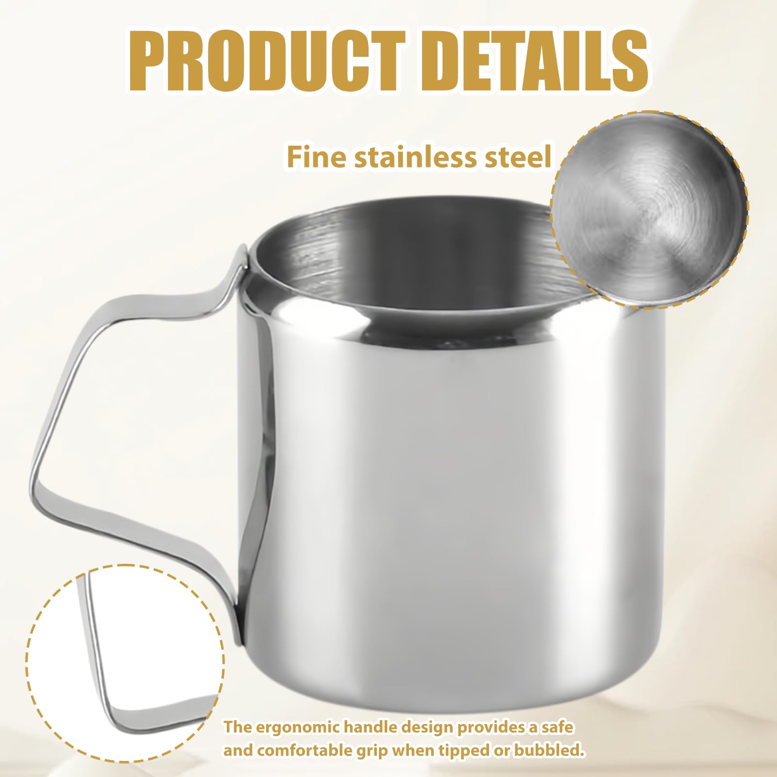 Set 6 Bricchi Latte Acciaio Inox 90 Ml - Piccoli Lattiere Per Caffè, Cappuccino E Schiuma Latte - Ideali Per Bar E Casa - Foto 7