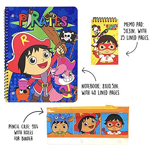 Ryan's World School Supplies Set With Pencil Case, Notebook, Pencils - 11 Pc. Set #TOP2