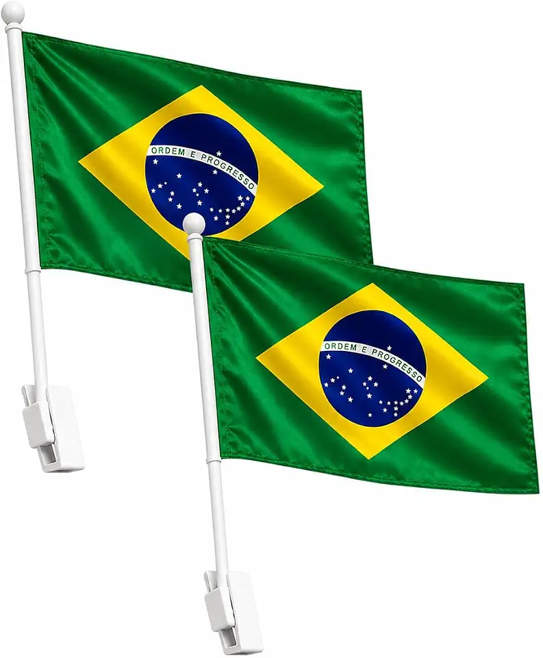 Kit 2 Bandeiras do Brasil para Carro com Suporte para Vidro 28x40 cm – Bandeiras Resistentes para Copa e Eventos