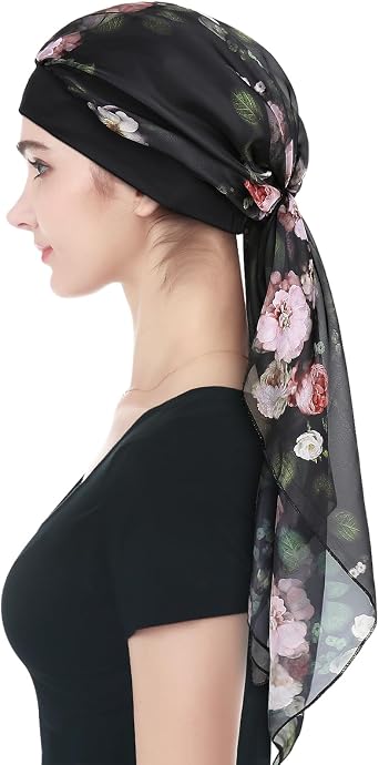 Long Chiffon Scarf Head Coverings Chemo Cap for Women