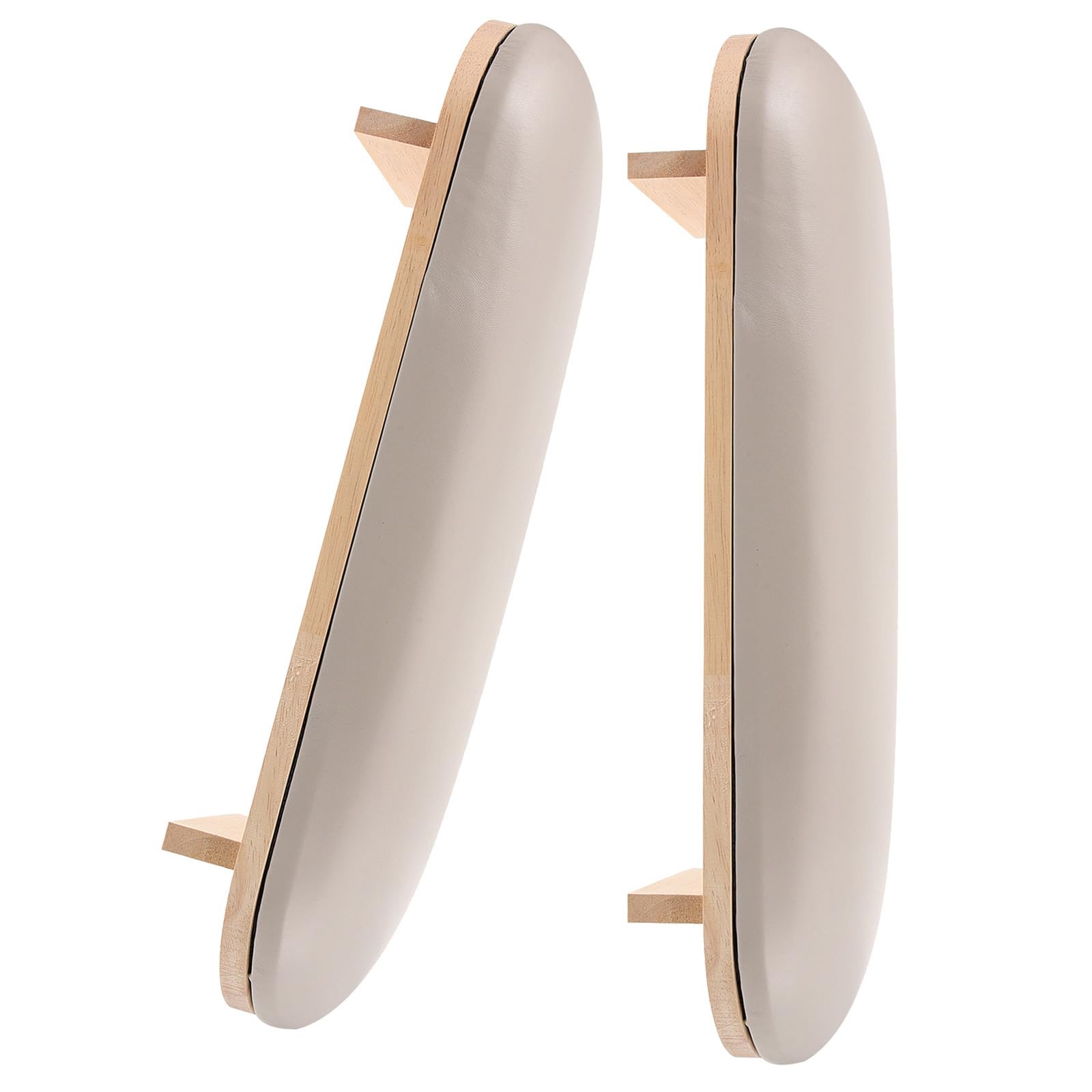 2 Pezzi Cuscino Poggiamano per Manicure a U in Legno e Cuoio