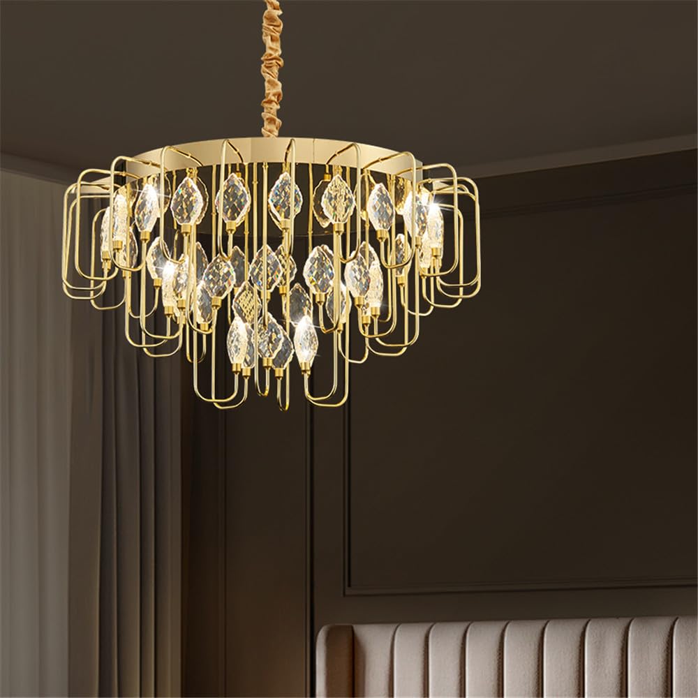 CSXSXAUO Modern Luxury Living Room Crystal Chandelier LED Fashion Creativity Restaurant Bedroom Villa Hotel Beauty Salon Duplex Staircase Pendent Lamp (A D60CM)