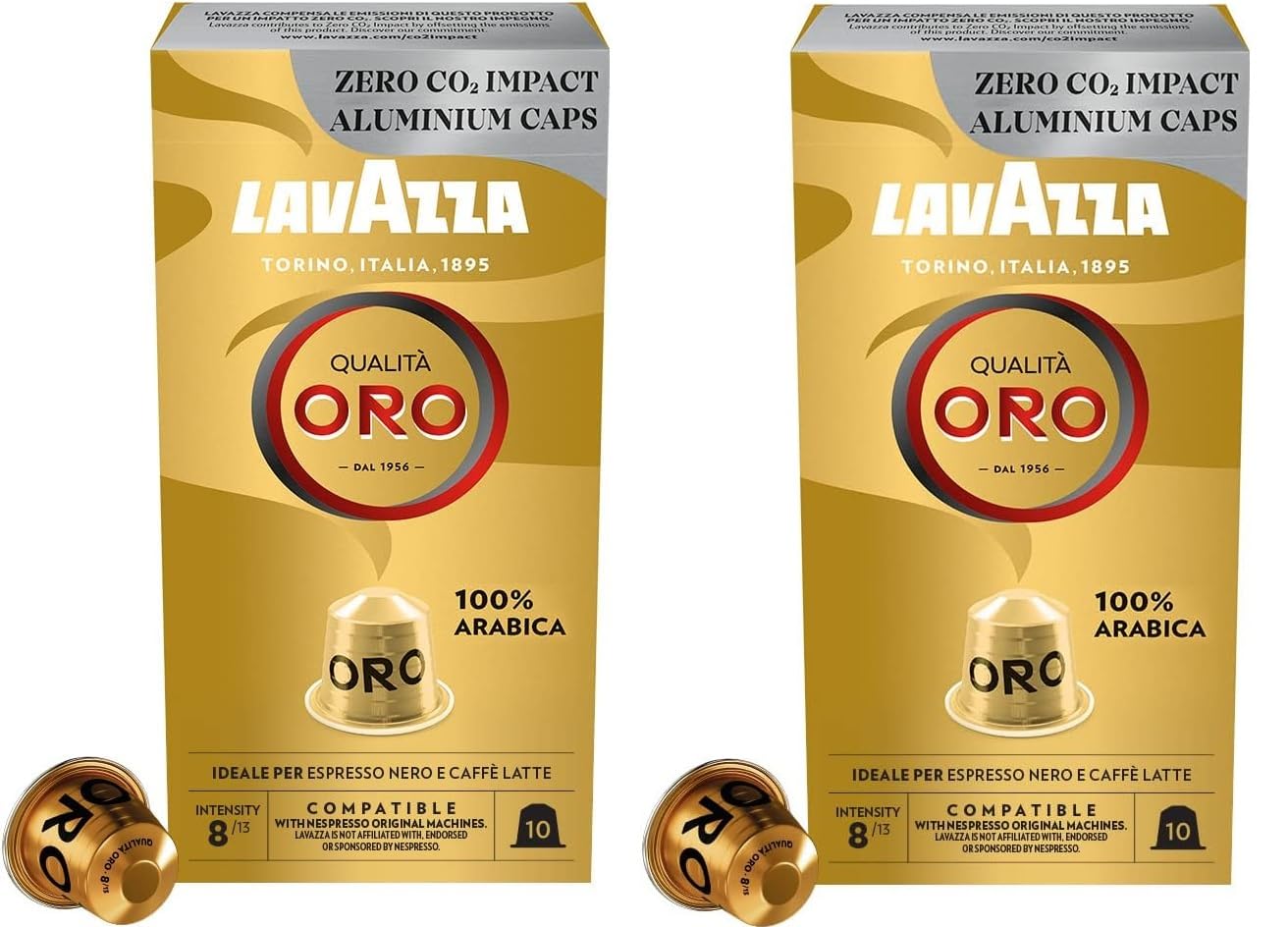 Lavazzaa Coffee Capsules Pack of 2 (8 Flavors) Qualità Oro, Rossa, Crema e Gusto, Espresso Maestro, Ristretto, Classico, Dek Decaffeinated, esso Lungo (55 g, Oro)