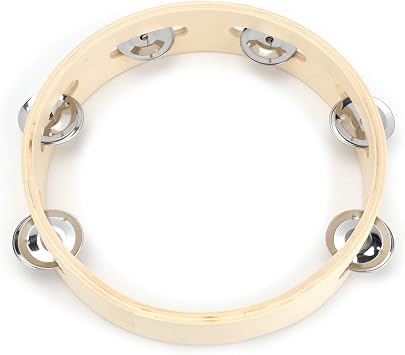 Tosnail 2 Pack 8 Wood Tambourine - Single Row 6 Pairs Jingles