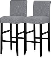 Vista 23 de Lellen Juego de 2 fundas para taburetes de bar, fundas elásticas y lavables para asientos de taburetes de bar, fundas extraíbles para sillas de bar